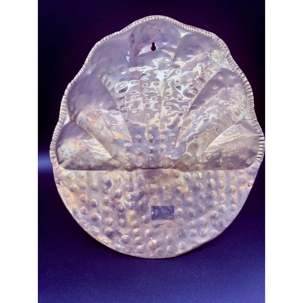 Vintage Brass Seashell Wall Pocket Planter Hammered Metal Scalloped Decor